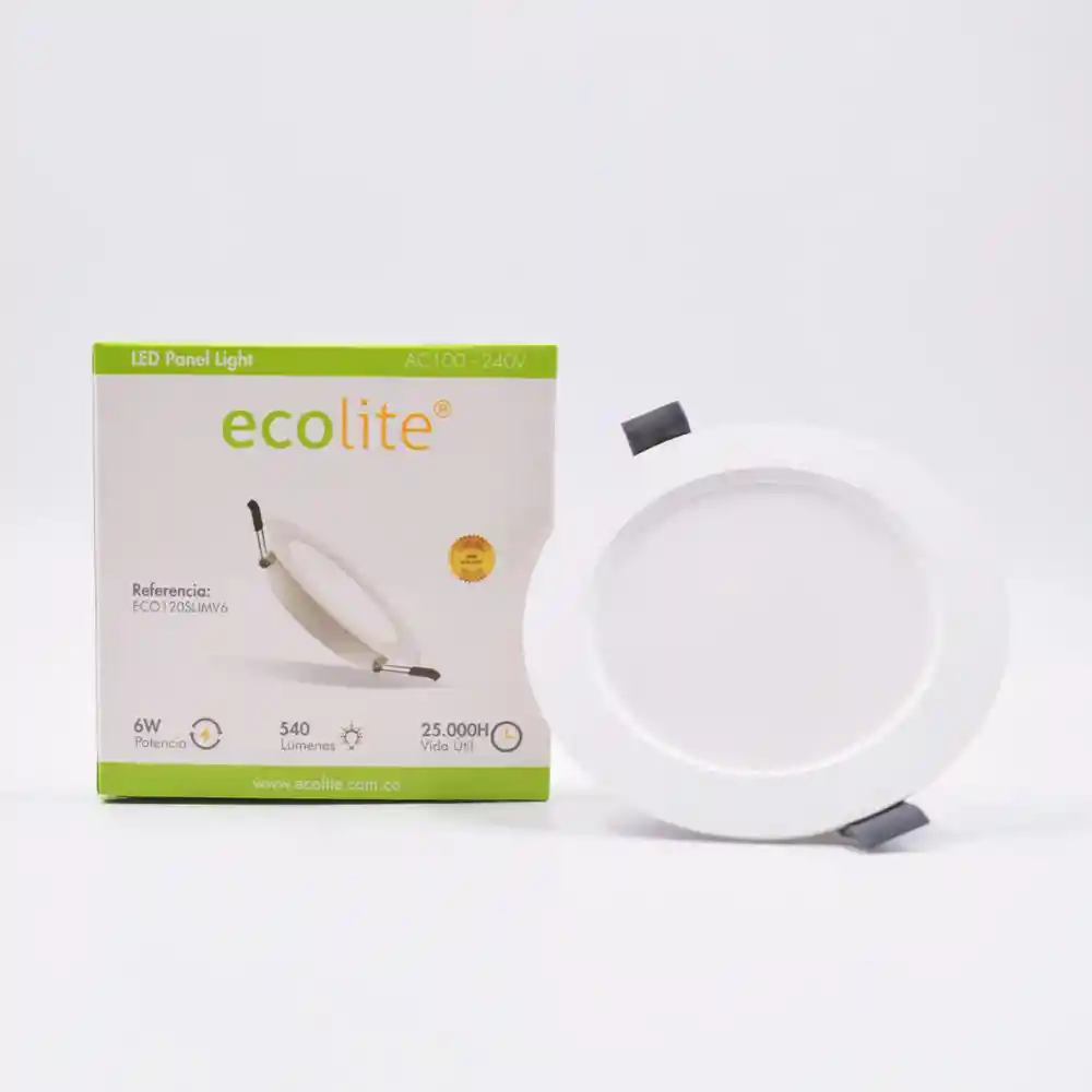 Panel Led Cálido Incrust Redondo 6w Ecolite Eco120slimv6