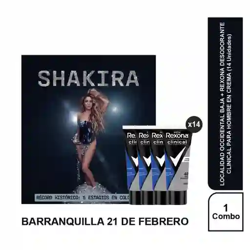 Combo Concierto Shakira Baq 21 Feb Occident Baja + Rexona Hombre