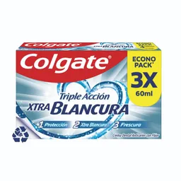 Crema Dental Colgate Triple Accion Extrablancura 60ml x3und