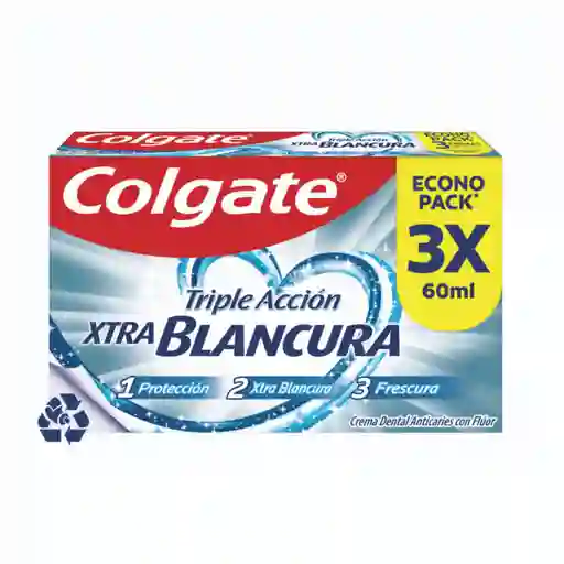 Crema Dental Colgate Triple Accion Extrablancura 60ml x3und