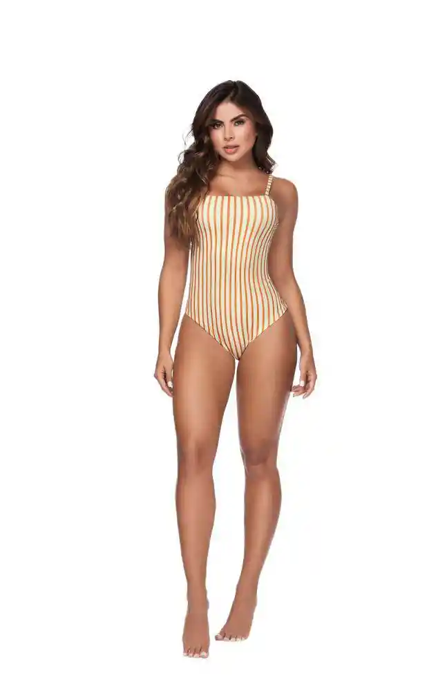 Vestido de Baño Entero Corte Recto Con Control M-rayas