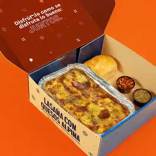 Lasaña pollo y trilogia quesos alpina.