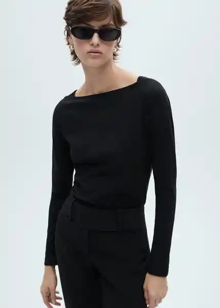 Camiseta Saco Negro Talla M Mujer Mango