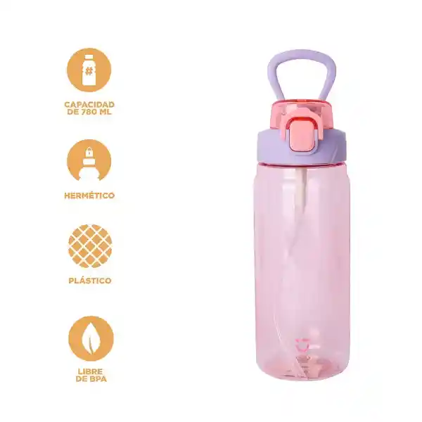 Botella de Plástico Rosa y Morado 780 mL Serie Miniso