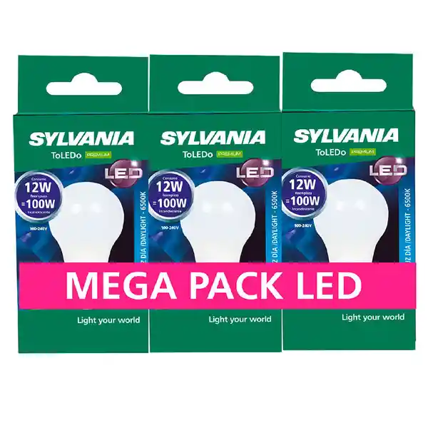 Sylvania Pack de Bombillos Led Luz Fría 12W 6500K