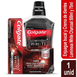 Colgate Kit Enjuague Bucal + Crema Dental Carbón