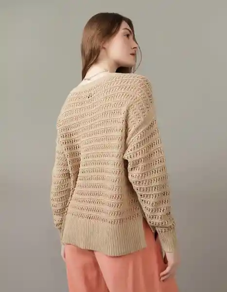 Suéter Tejido Mujer Beige Talla: Medium American Eagle