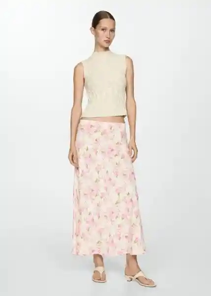 Falda Julieta Off-White Talla 28 Mujer Mango