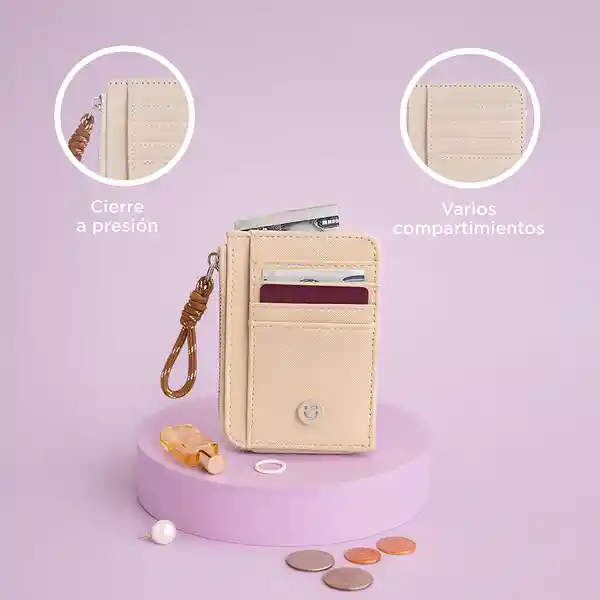 Tarjetero Básico Serie Morado Con Asa Café Miniso