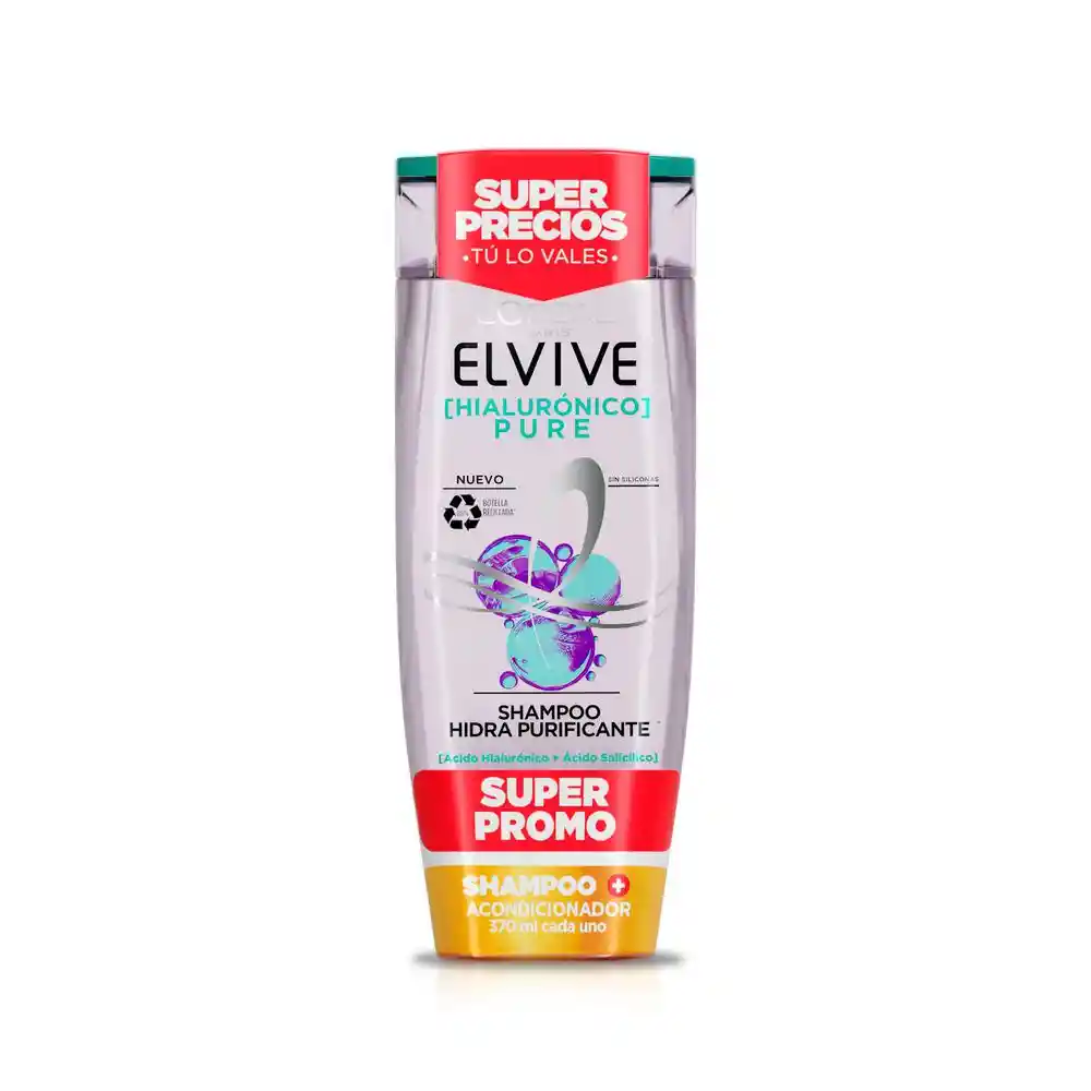 Pack Pure 370 Elvive Shampoo+ Acondicionador (740 Ml)