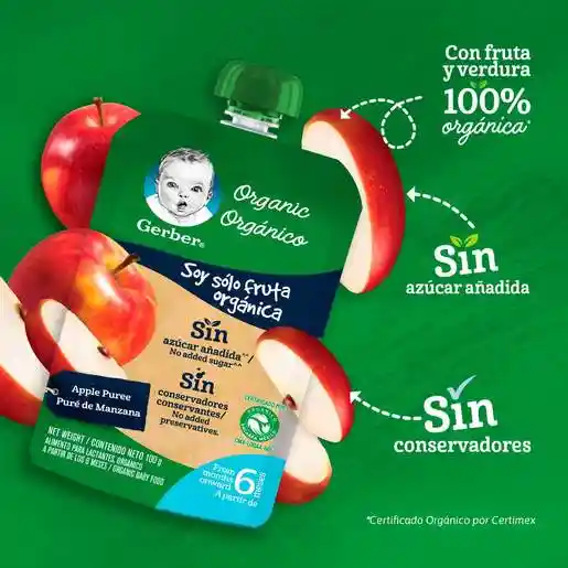Gerber Alimento Infantil Orgánico Sabor a Manzana