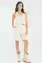 Bermuda Lino Golden Color Beige Claro Talla 8 Ragged
