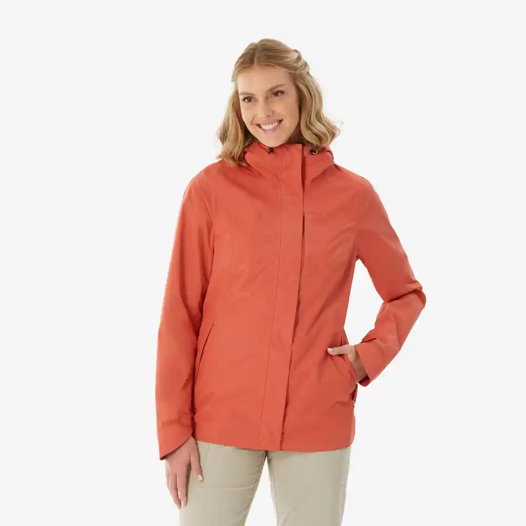 Chaqueta de Senderismo Impermeable Mujer - Nh500 - Naranja