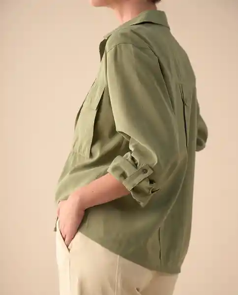 Camisa Verde Óleo Medio Talla XS 611G033 Esprit