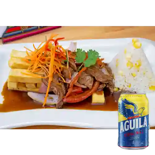 Combo Lomo Saltado + Cerveza Aguila Original Lta 330ml