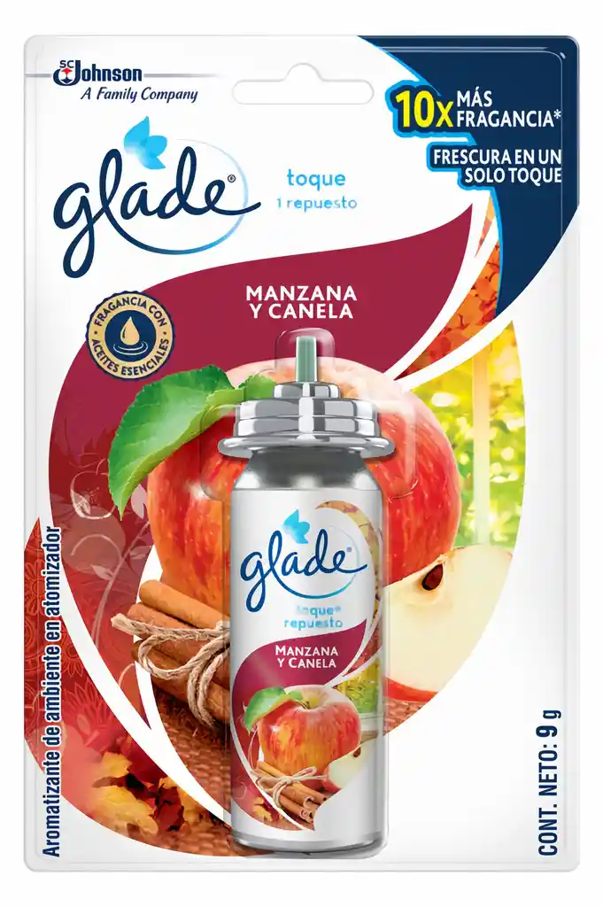 Glade ambientador toque manzana y canela 1 repuesto, 9gr