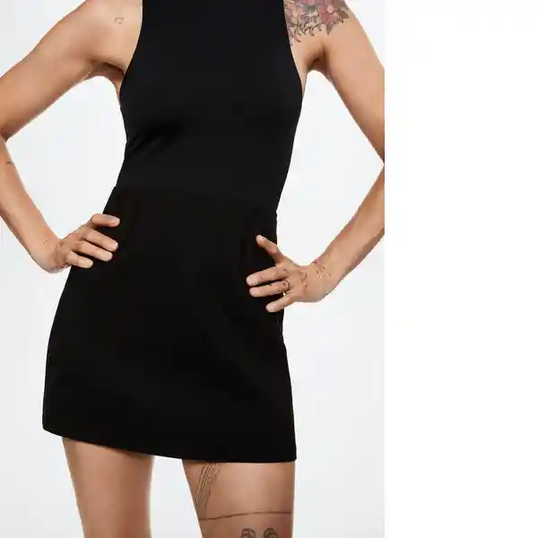 Falda Mara Negro Talla 28 Mujer Mango