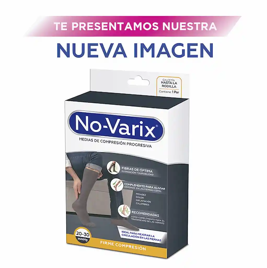 No-Varix Calcetín Hombre 20-30 mm/hg White L