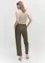 Pantalón Fluido Khaki Talla L Mujer Mango