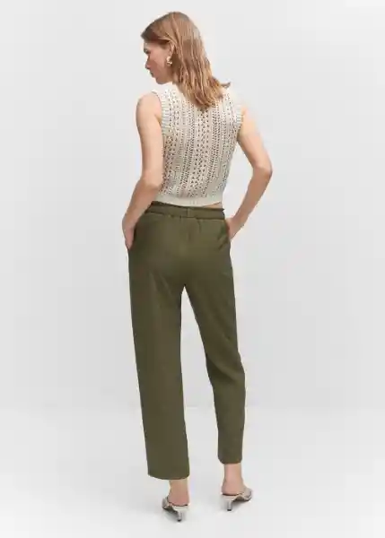 Pantalón Fluido Khaki Talla L Mujer Mango