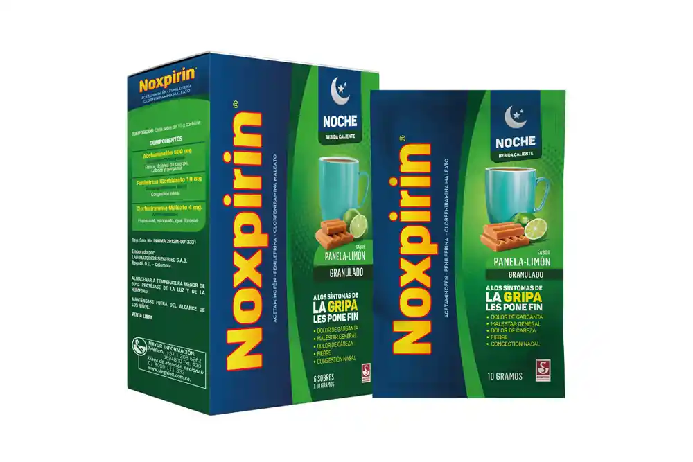Noxpirin Noche Panela y Limón (500 mg/10 mg/4 mg)