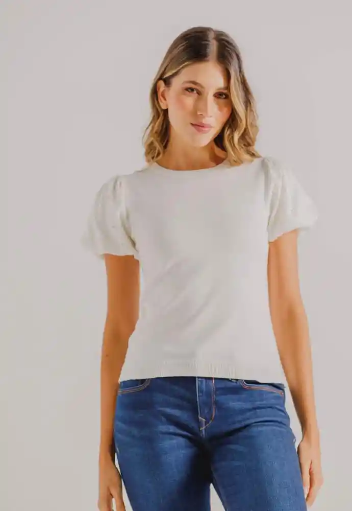 Tejido Cerrado Manga Corta Xs-marfil