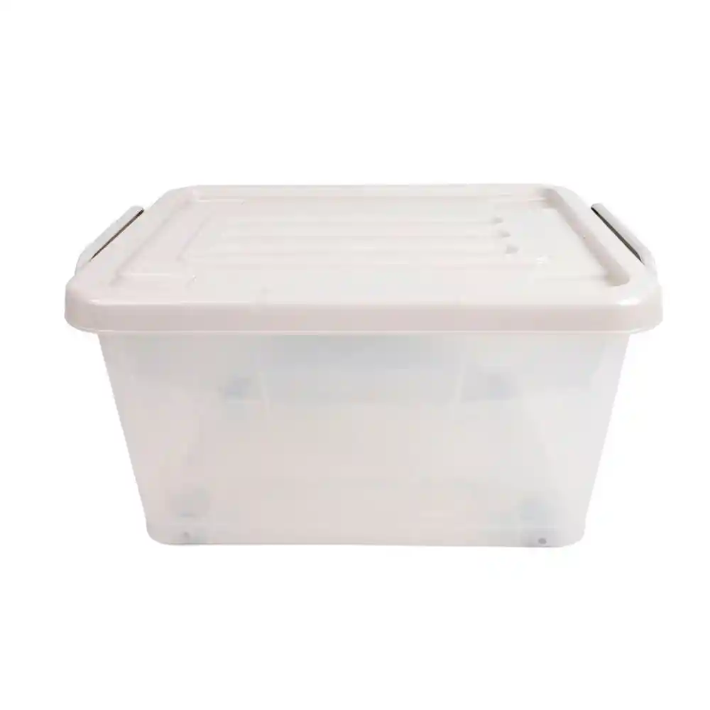 Caja Organizadora Rueda Transparente Color Piedra
