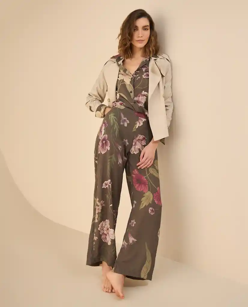 Pantalón Verde Aceituna Oscuro Talla M 432G009 Esprit