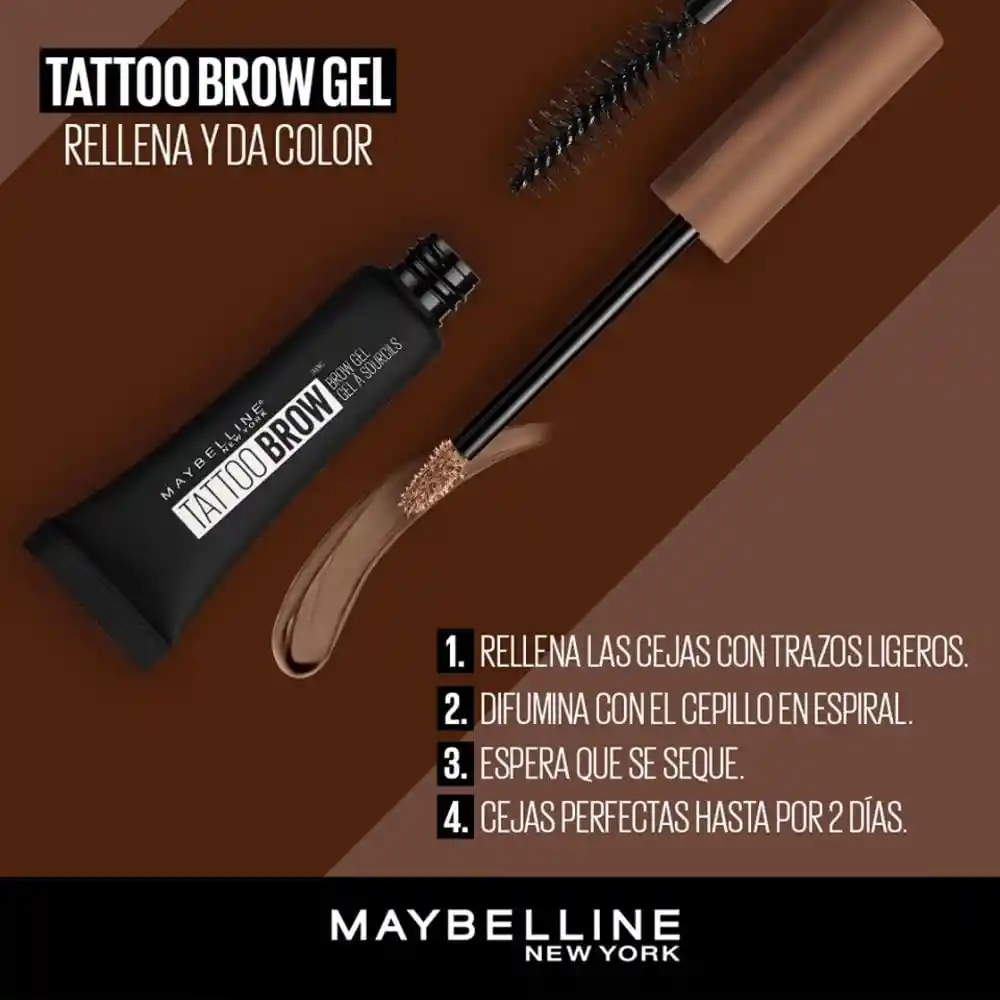 Maybelline Pestañina de Cejas Tatto Medium Brown N°257