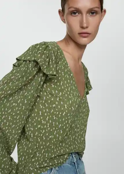 Blusa Pomelo Verde Talla XS Mujer Mango