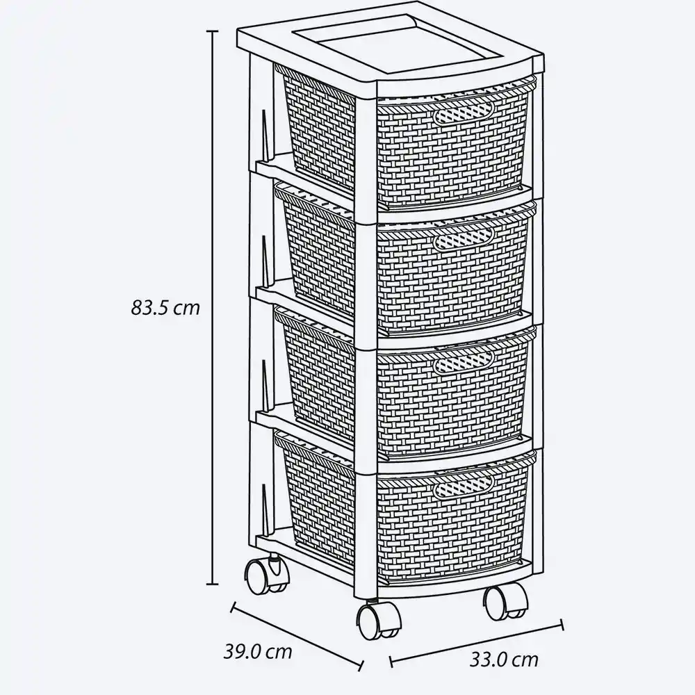 Rimax Cajonero Rattan Blanco Nieve 4G