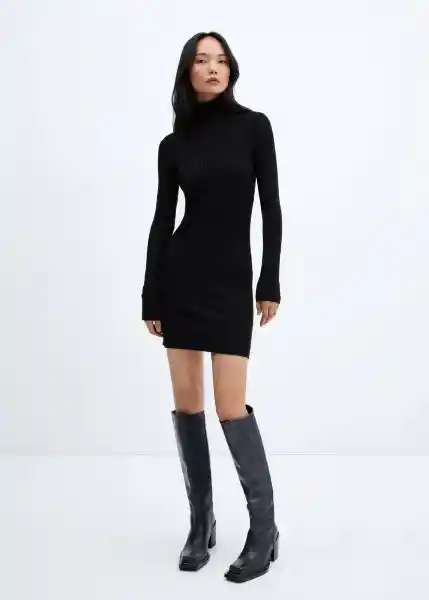 Vestido Goletin Negro Talla M Mujer Mango