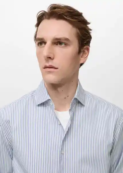 Camisa Donosti Azul Talla XS  Hombre Mango