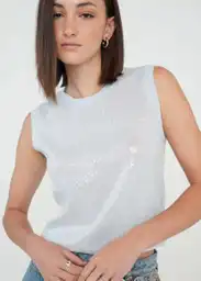 Tejido Mujer Azul Helada Claro Talla L 589g014 Naf Naf