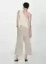 Pantalón Linovis Beige Talla S Mujer Mango