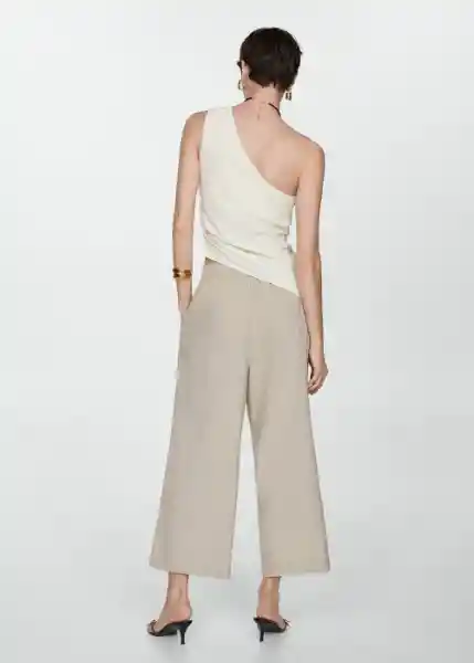 Pantalón Linovis Beige Talla S Mujer Mango