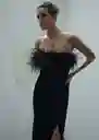 Vestido Plumi Negro Talla M Mujer Mango