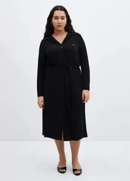 Vestido Cam Negro Talla L Mujer Mango