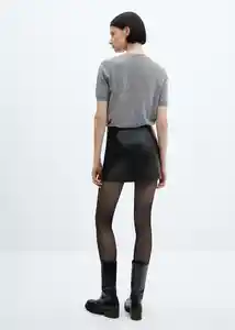 Falda Croco Negro Talla M Mujer Mango