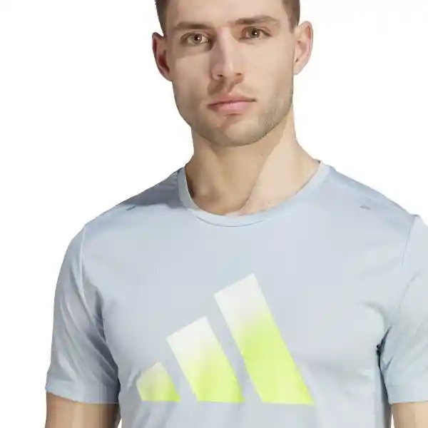 Adidas Camiseta Run Icons 3 Bar Para Hombre Azul Talla XL