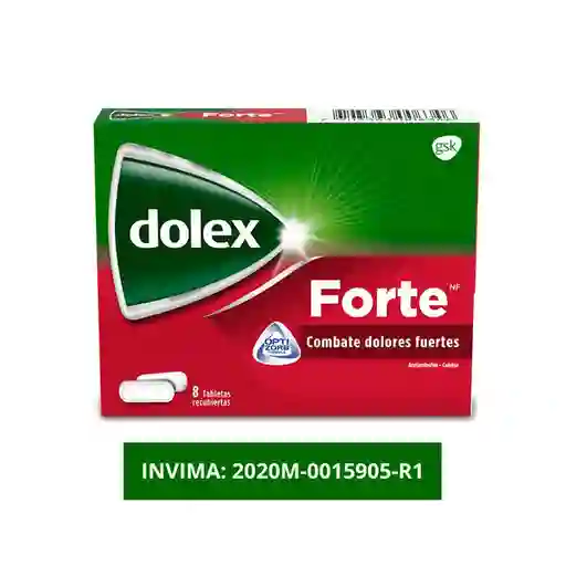 Dolex Acetaminofen Forte Alivio del dolor fuerte Rápida absorción x 8