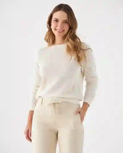 Suéter Tejido Crudo Vainilla Claro Talla S 169F218 Esprit