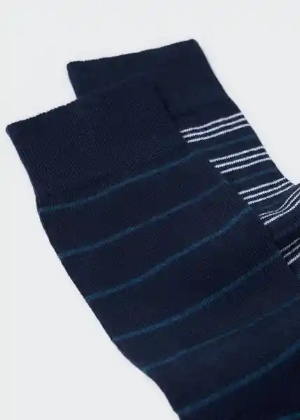 Calcetines Bistripe Navy Talla 42 Hombre Mango