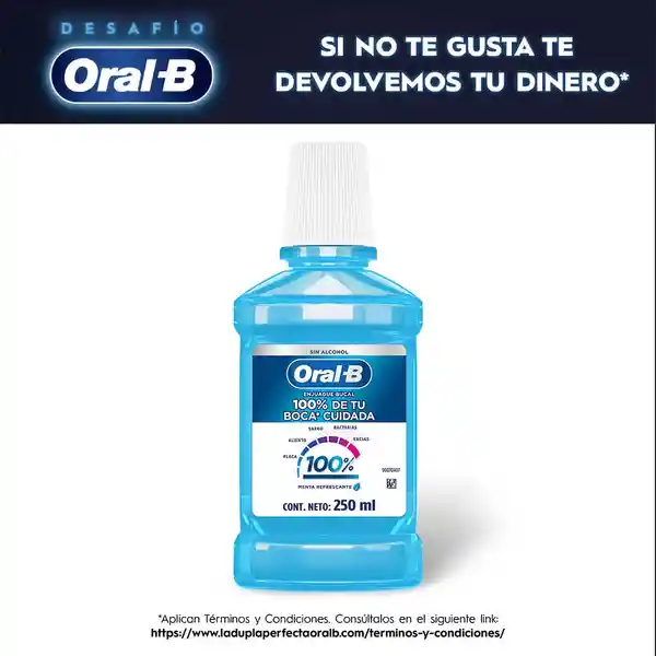 Enjuague Bucal Con Sabor A Menta Refrescante Oral-B 100% De Tu Boca Cuidada250 ml