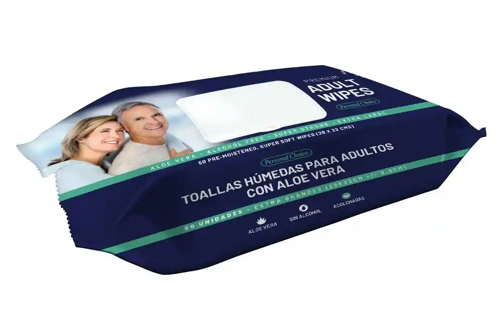 Personal Choice Adult Wipes Toalla Húmeda Para Adultos Con Aloe Vera