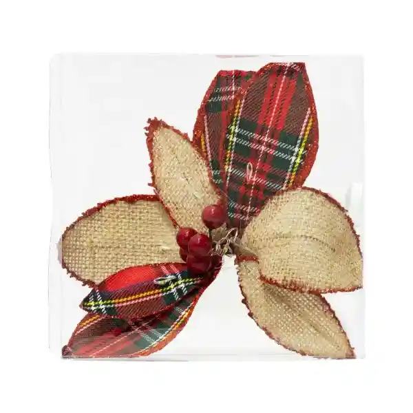 Krea Poinsettia Clip Luz Yute Country 18 cm