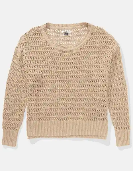 Suéter Tejido Mujer Beige Talla: X-Small American Eagle