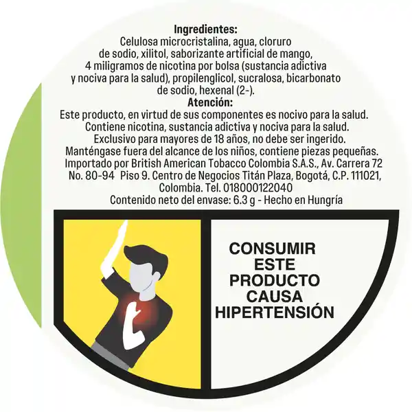Velo Bolsa de Nicotina Mango Tropical 4 mg