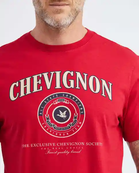 Graphic Text T-shirt M/c Rojo Chili Oscuro Talla Xs Hombre Chevignon