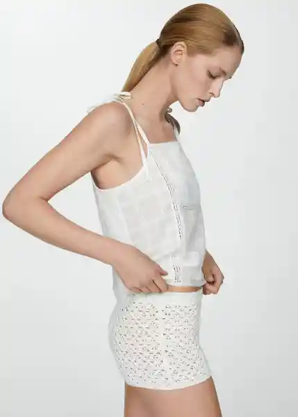 Top Lazo Blanco Talla XS Mujer Mango